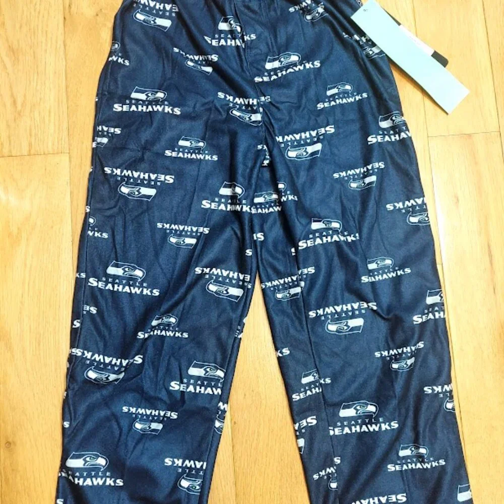 NFL‎ Kids Boys and Girls Seattle Seahawks L 7 Navy Blue Flannel Pajama Pant New